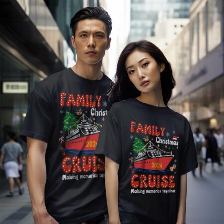 Family Christmas Cruise 2024 Merry Cruisemas Boat Trip Xmas Shirt Gift - Black Couple White T-Shirt