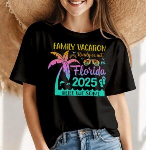 Family Florida Vacation 2025 Summer Vacation Matching Shirt Gift - Women Black T-Shirt