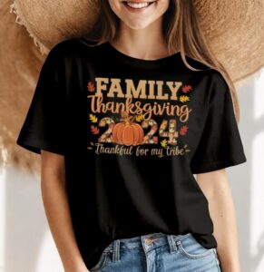 Family Thanksgiving 2024 Thankfull For My Tribe Shirt Gift - Women Black T-Shirt