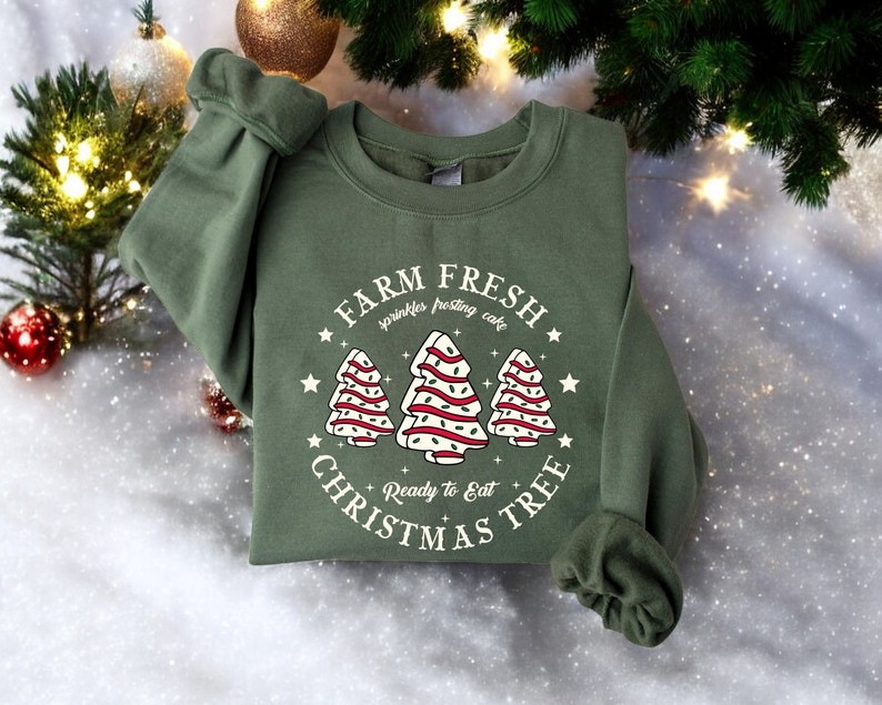 Farm Fresh Christmas Cake, Ready To Cat Christmas Sweatshirt Product Photo 2