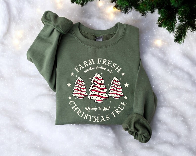 Farm Fresh Christmas Tree Cake Christmas Sweatshirt Product Photo 2