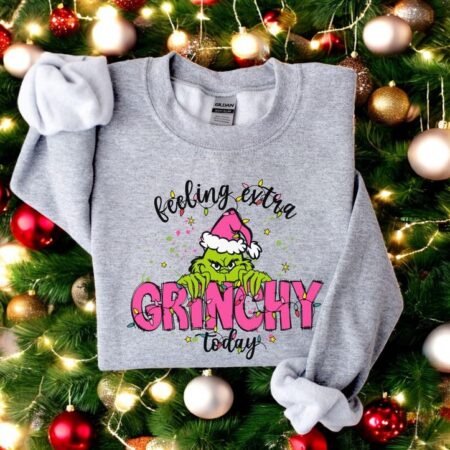 Feeling Extra Grinchy Today pink Christmas shirt Product Photo 1