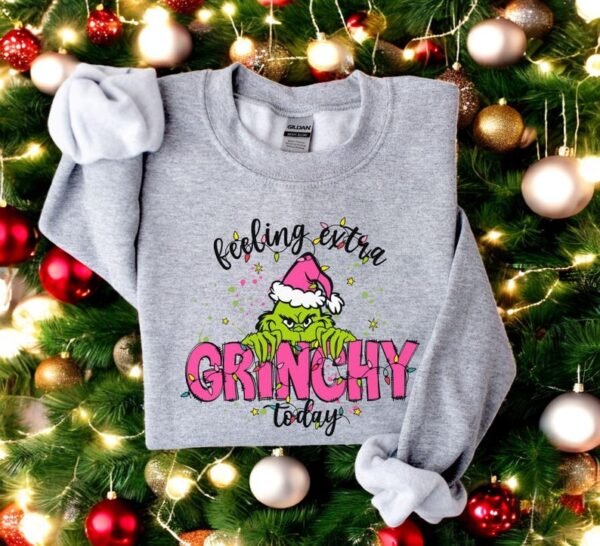 Feeling Extra Grinchy Today pink Christmas shirt Product Photo 1