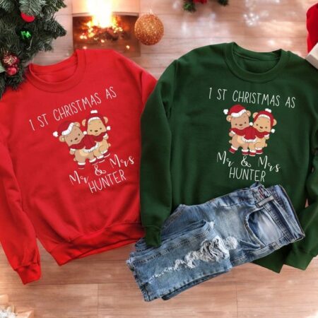 First Christmas As Mr. And Mrs Christmas Couple Matching Sweatshirt Product Photo 1