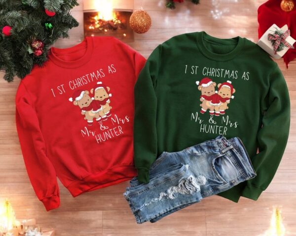 First Christmas As Mr. And Mrs Christmas Couple Matching Sweatshirt Product Photo 1