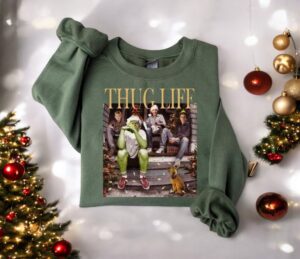 Friends Christmas Thug Life, Grinch Man Christmas Sweatshirt, Christmas Movie Shirt Product Photo 3