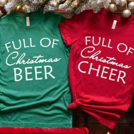 full of christmas beer Couple Matching Christmas Sweatshirts Product Photo 1