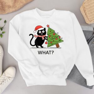 Funny Black Cat Christmas Tree Cat T-Shirt Product Photo 3