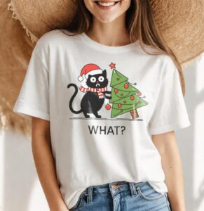 Funny Black Cat Christmas Tree Cat T-Shirt Product Photo 4