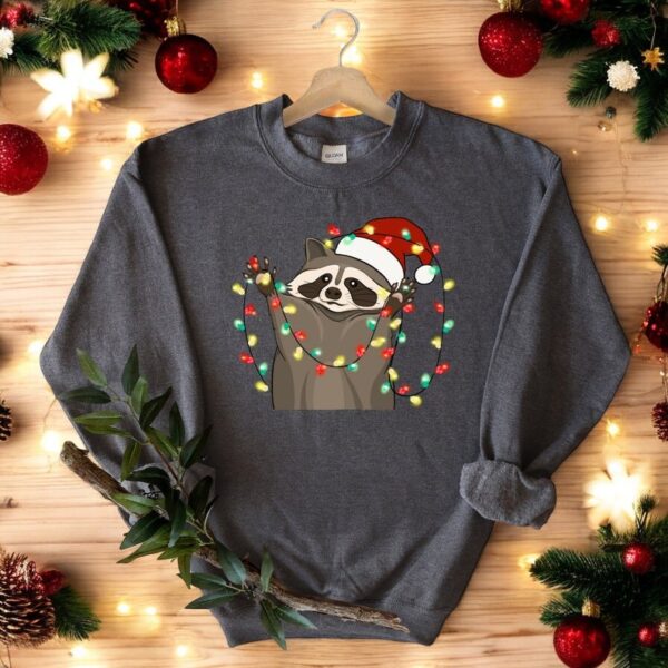 Funny Christmas Lights Raccoon Happy Holiday Christmas Sweatshirt Product Photo 1