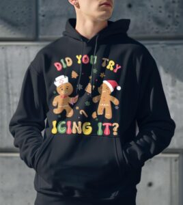 Funny Christmas Nurse Gingerbread Man Did You Try Icin Shirt Gift - Men Black Hoodie