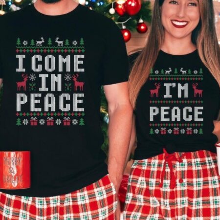 Funny Couple Christmas Shirt, I Come in Peace I'm Peace Shirt Product Photo 1