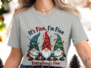 Funny Holiday Gnome Sweatshirt It's Fine I'm Fine Everything's Fine Christmas Product Photo 2