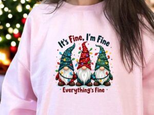 Funny Holiday Gnome Sweatshirt It's Fine I'm Fine Everything's Fine Christmas Product Photo 3