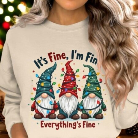 Funny Holiday Gnome Sweatshirt It's Fine I'm Fine Everything's Fine Christmas Product Photo 1