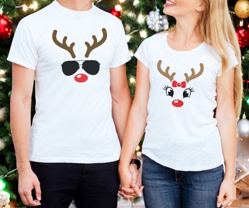 Funny Matching Reindeer Christmas Couple Matching Sweatshirt Product Photo 2