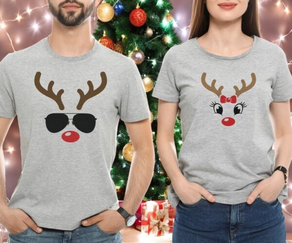 Funny Matching Reindeer Christmas Couple Matching Sweatshirt Product Photo 1