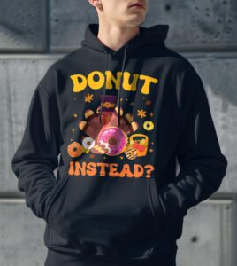 Funny Thanksgiving Fall Pumpkin Donut Instead Turkey Shirt Gift - Men Black Hoodie