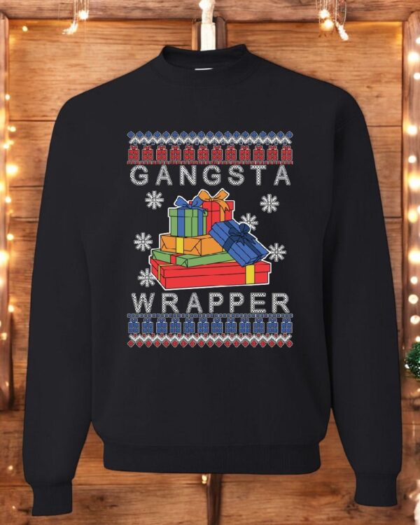 Gangsta Wrapper Ugly Christmas Sweatshirt Product Photo 1