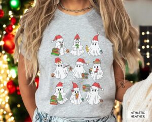 Ghost Reading Books Christmas Sweatshirt Shirt Product Photo 2