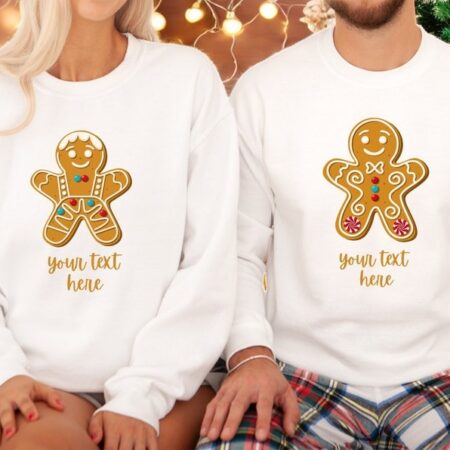 Gingerbread Custom Name Couple Matching Christmas Shirt Product Photo 1