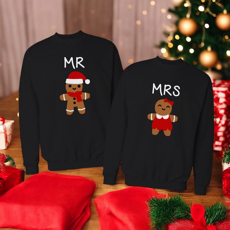 Gingerbread funny merry christmas Matching Christmas Couple Sweatshirt Product Photo 2