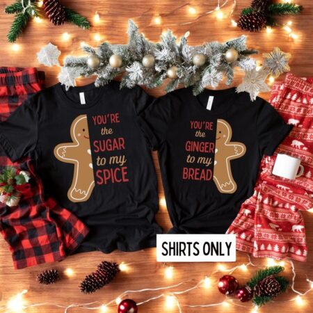 Gingerbread You're The Sugar To My Spice Couple Matching Christmas Shirt Product Photo 1