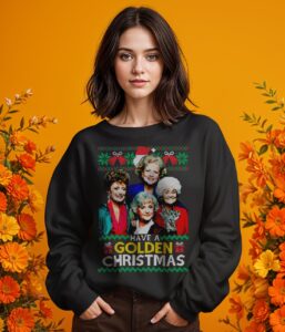 Golden Christmas Christmas Shirt - Girl Black Swearshirt