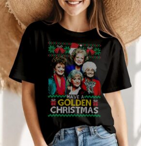 Golden Christmas Christmas Shirt - Women Black T-Shirt