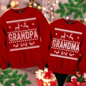 Grandma Grandpa family christmas outfit Matching Christmas Couple Sweatshirt Product Photo 2