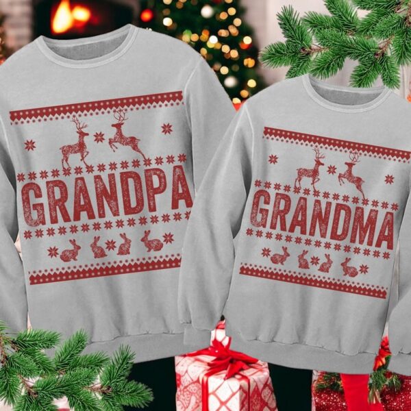 Grandma Grandpa family christmas outfit Matching Christmas Couple Sweatshirt Product Photo 1