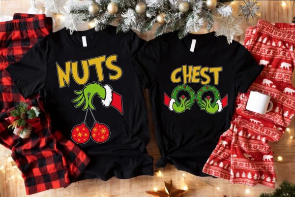 Grinch Chest Nuts Shirt, Funny Couple Christmas Shirt Product Photo 1