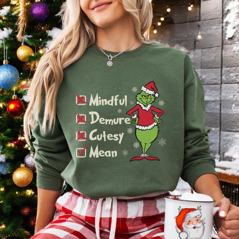 Grinch Funny Merry Christmas Sweatshirt Product Photo 2