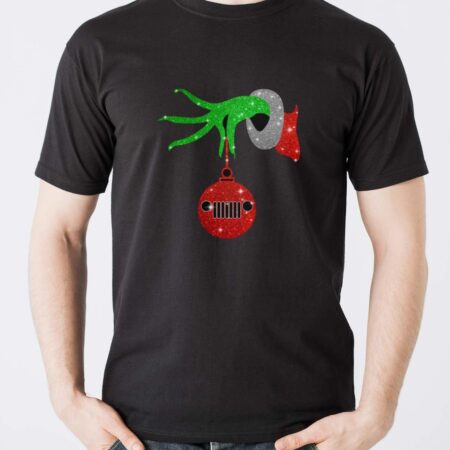 Grinch Hand Holding Jeep Christmas T-Shirt - Men T-Shirt