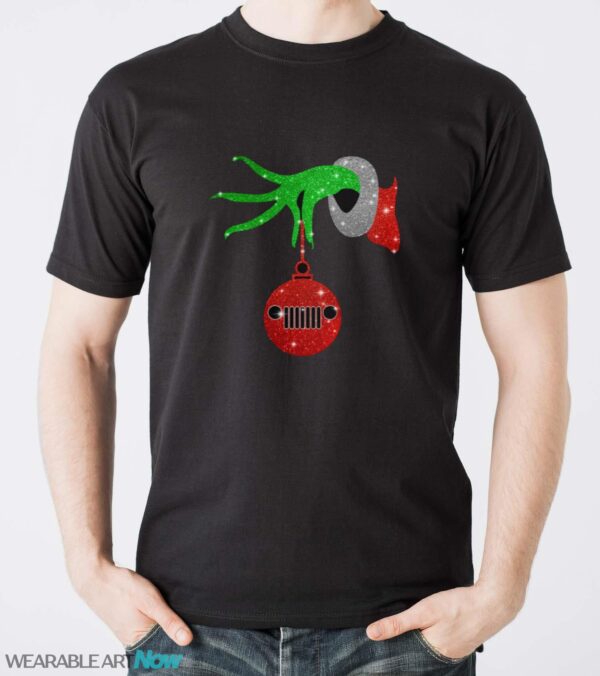 Grinch Hand Holding Jeep Christmas T-Shirt - Men T-Shirt