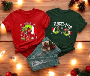 Grinch Jingle Balls And Tinsel Tits Couple Matching Christmas Shirt Product Photo 2