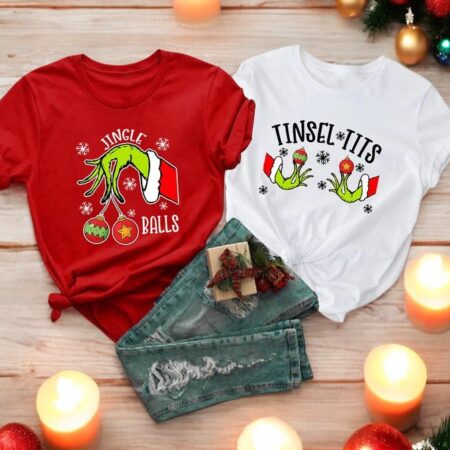 Grinch Jingle Balls And Tinsel Tits Couple Matching Christmas Shirt Product Photo 1