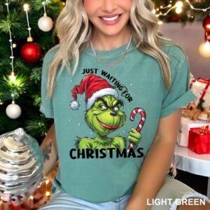 Grinch Just Waiting For Christmas Shirt Product Photo 2