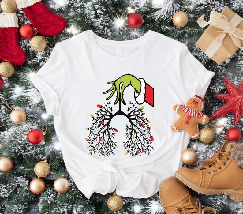 Grinch Respiratory Therapist Tee, Funny Pulmonologist Christmas Sweatshirt Product Photo 2