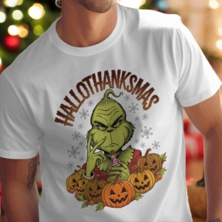 Grinch Shirt HalloThanksMas Grinch Sweatshirt Product Photo 1