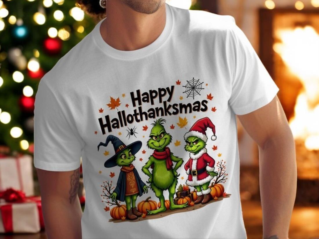 Grinch Shirt, Happy Hallothanksmas Grinch Sweatshirt Product Photo 2