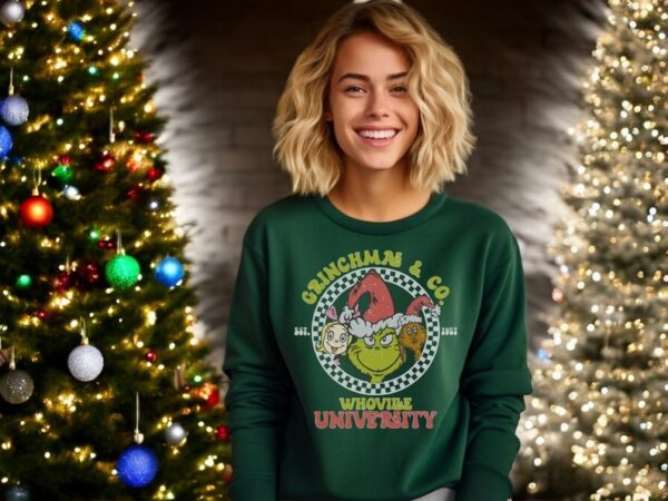 Grinchmas And Co. Holiday Whoville University Vintage Christmas Sweatshirt Product Photo 1