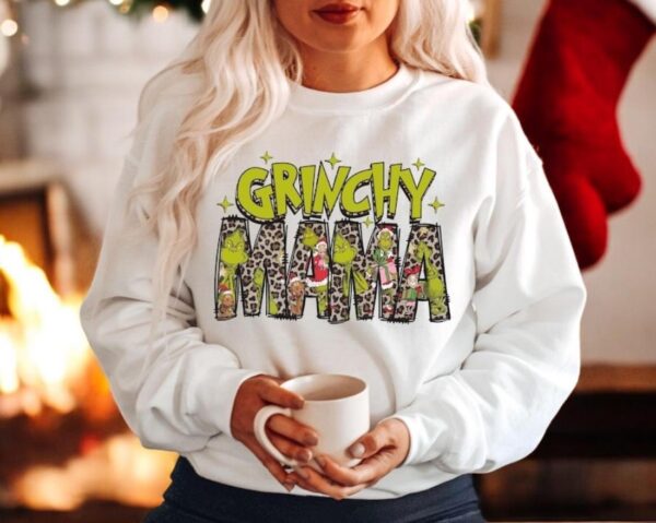 Grinchy Mama Christmas Sweatshirt Product Photo 1