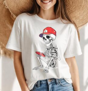 Halloween Skeleton Gamer Video Gaming Shirt Product Photo 4