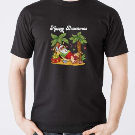 Happy Beachmas Holiday Santa Claus Christmas Shirt - Men T-Shirt