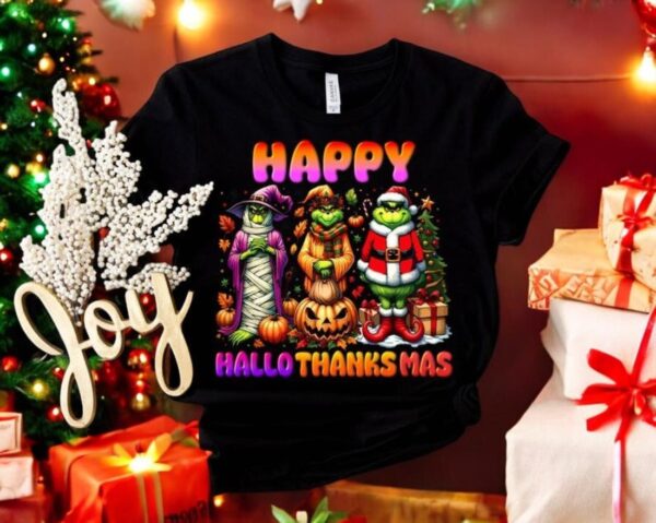 Happy Hallothanksmas Spooky Holiday Shirt Product Photo 1