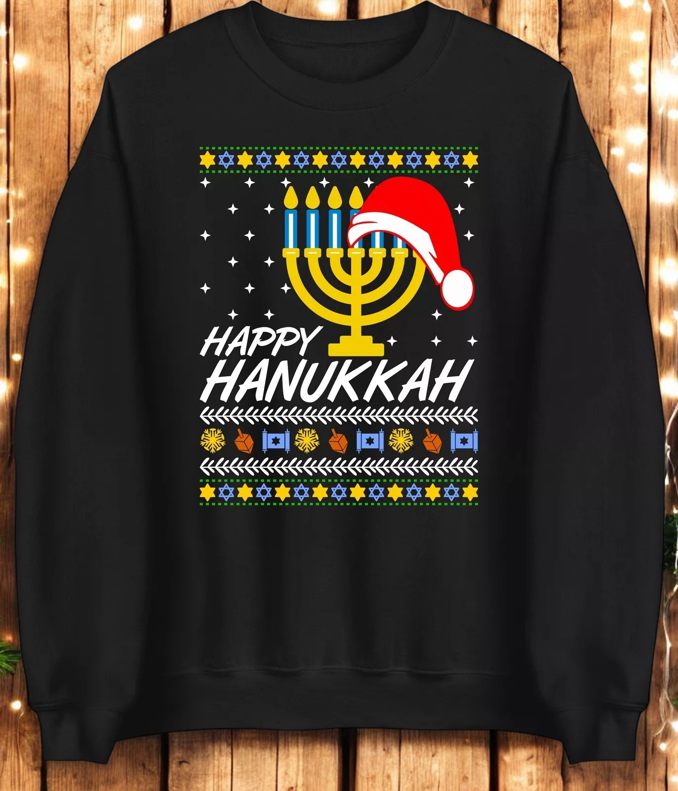 Happy Hanukkah Christmas Holiday Sweatshirt Product Photo 2