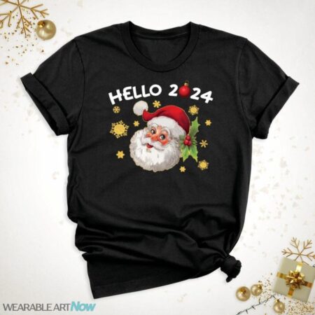 Hello 2024 Shirt, Santa Claus Shirt Product Photo 1