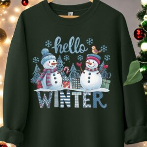 Hello Winter Snowman Happy New Year Christmas Sweatshirts Product Photo 3