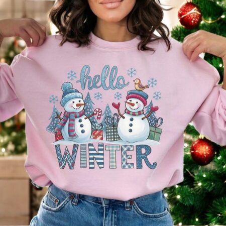 Hello Winter Snowman Happy New Year Christmas Sweatshirts Product Photo 1